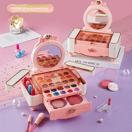 Girls plastic makeup storage box toy set with eight colour options for children aged 4-6 years