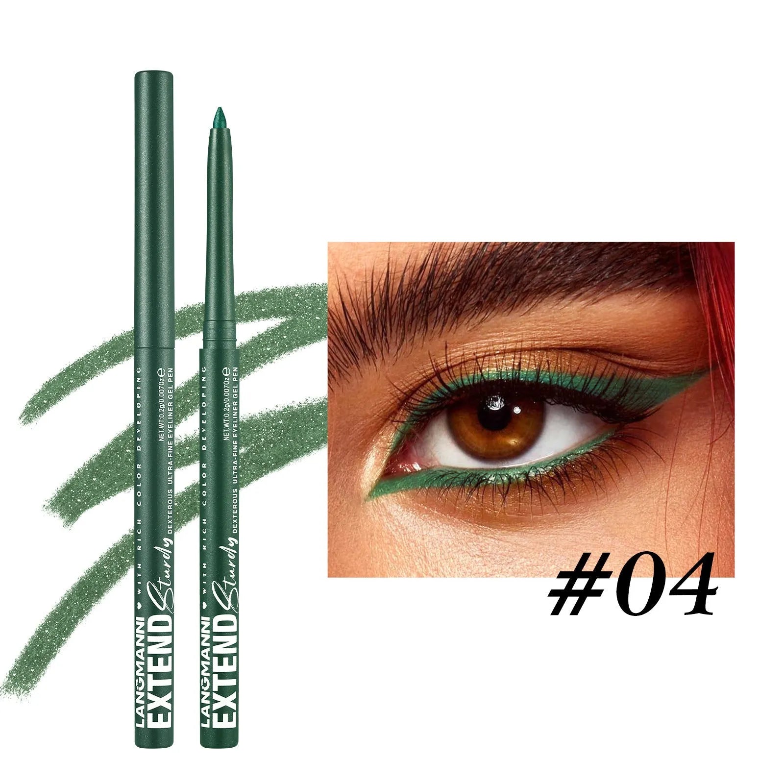 12 colourful gel glitter eyeliner pencils with matte and glitter finishes in waterproof formula