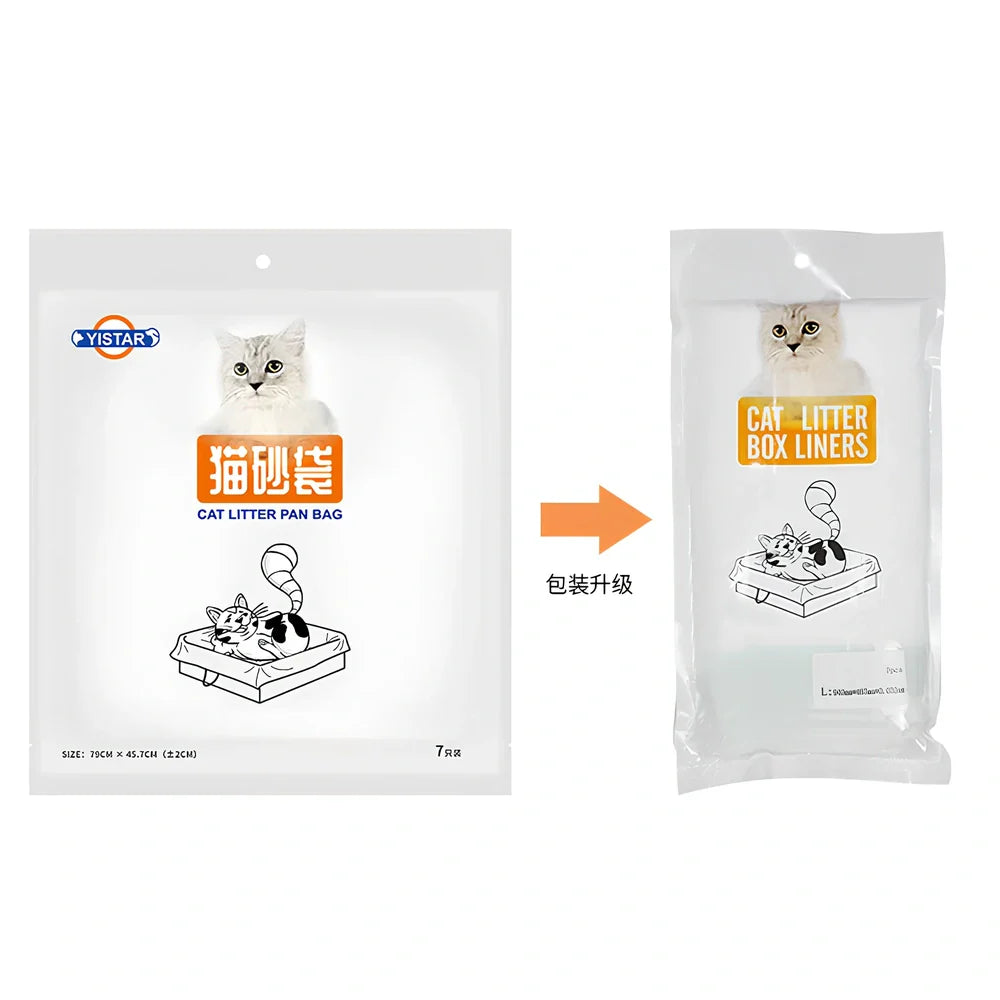 Thicker plastic cat litter bags in two sizes with waterproof, wear-resistant construction for waste containment