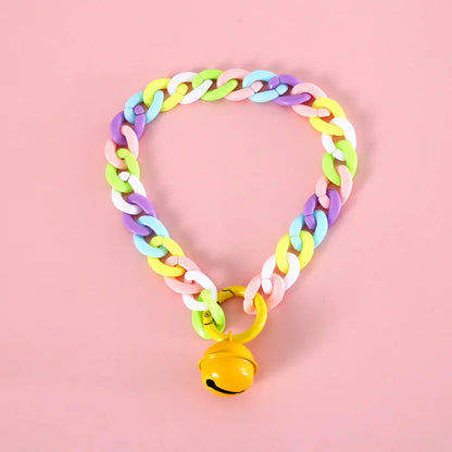 Adjustable plastic pet collar in macaron colours with chain design for cats dogs rabbits