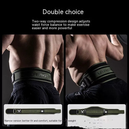 Men's large fitness belt in army green for lumbar support during workouts
