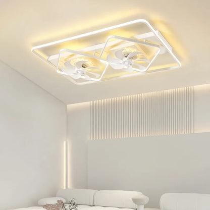 Thin suction ceiling fan lamp with 1100mm diameter plastic blades and acrylic shade in modern design