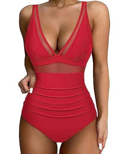 Women's high waist one-piece swimsuit in polyester fibre with backless design and multiple colour options