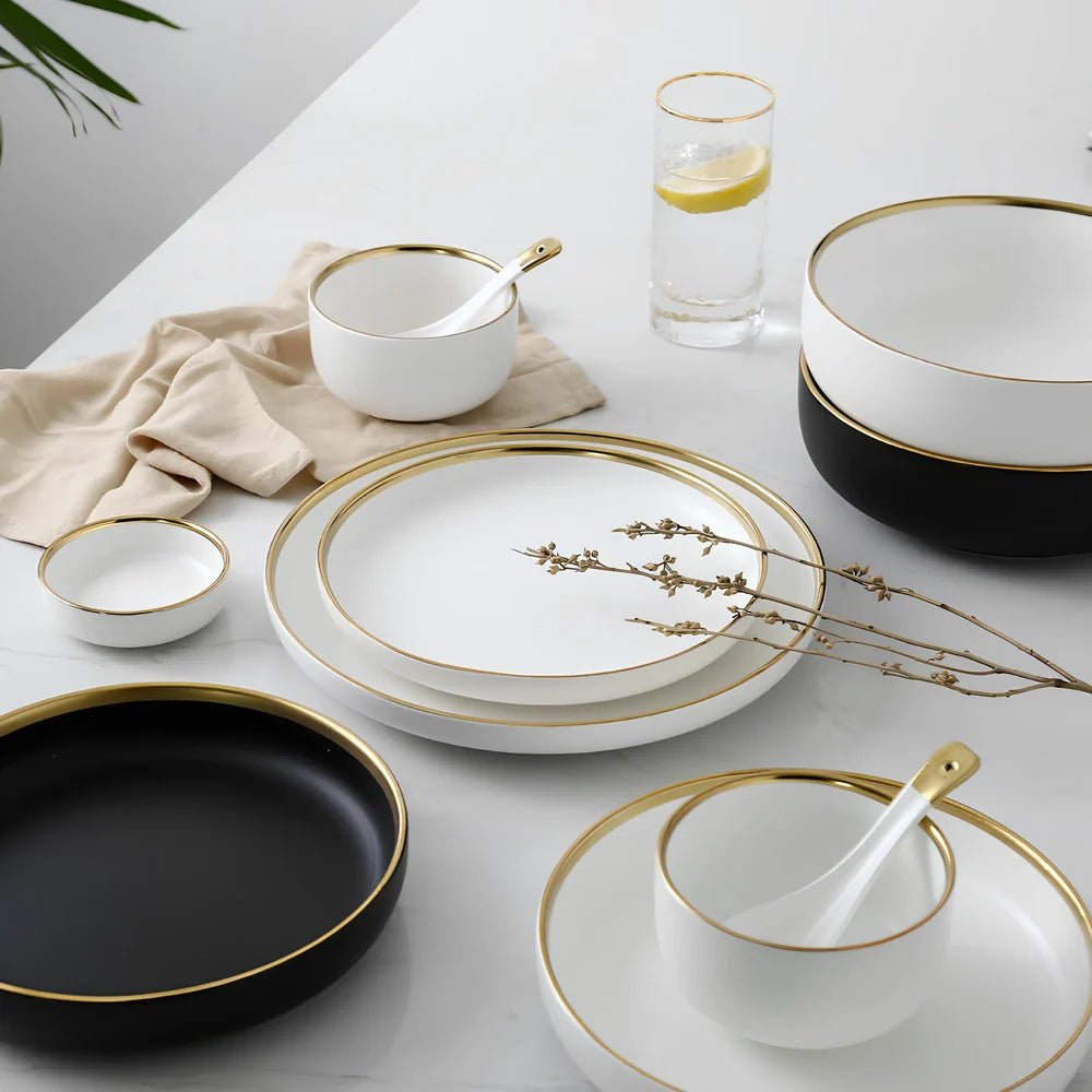 White bone china dinnerware set with 45% bone meal, 7 pieces from 3.5-inch to 10-inch plates