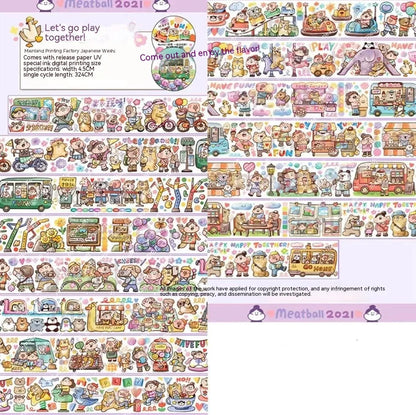 Haemorrhoid tape packaging stickers with cute cartoon characters on Japanese paper, 42 style options