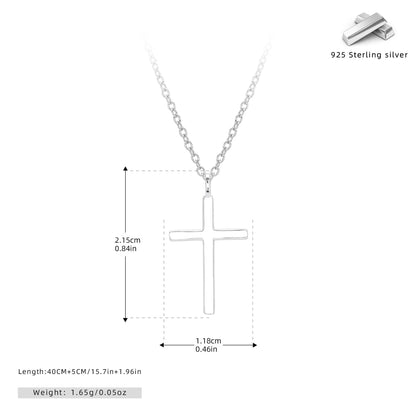 S925 sterling silver necklace with cross pendant on adjustable 41-50cm chain in gold plating
