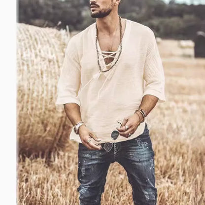 Lace Up Corn Mid Sleeved T-shirt in various colors