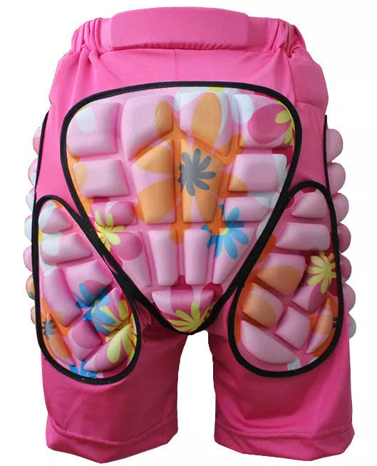 Adult and children sports hockey pants with hip protector in Pink Flower, Blue Ocean, and Black