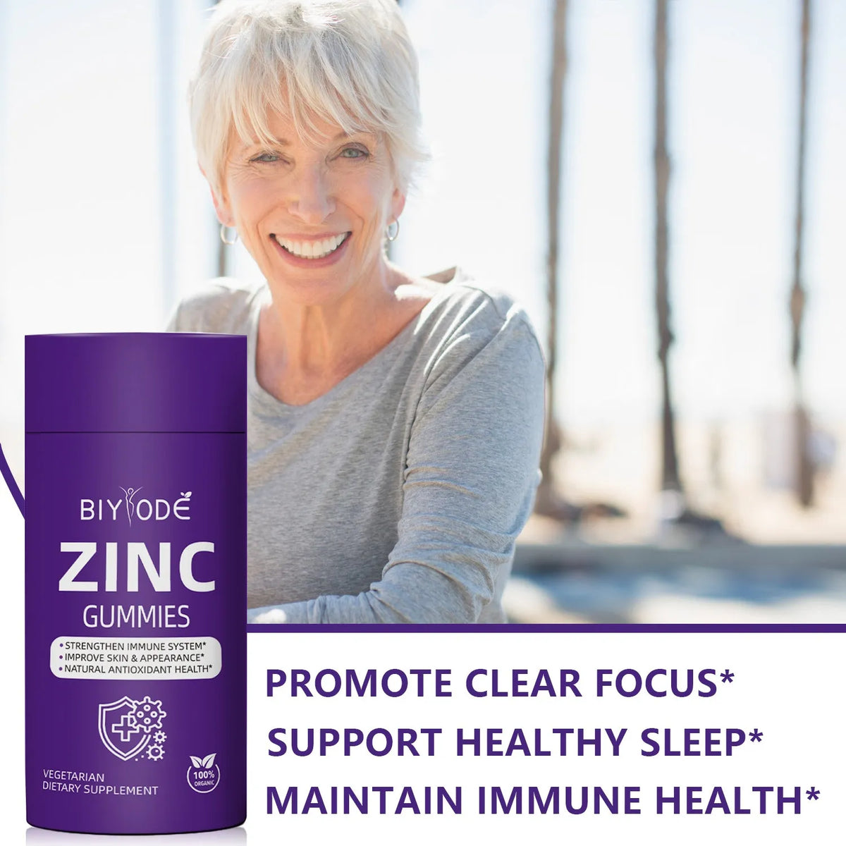Biyode zinc vitamin gummies 60 per bottle, adult immune support supplement with OEM ODM customisation