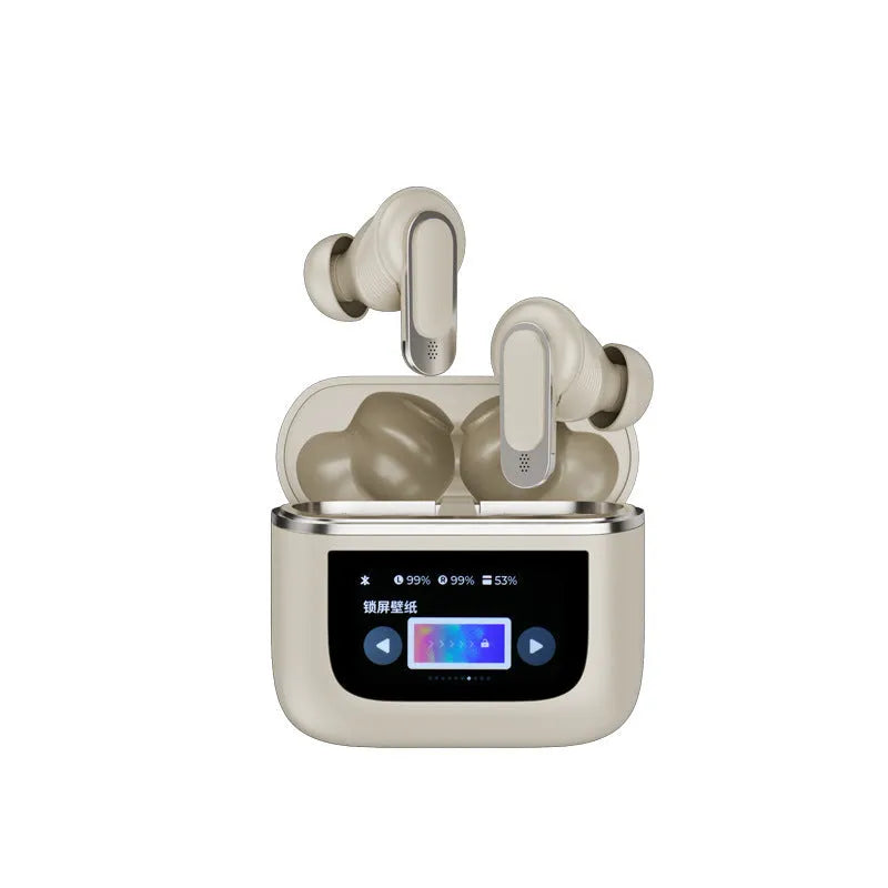 Touch screen active noise reduction Bluetooth in-ear headset in black colour