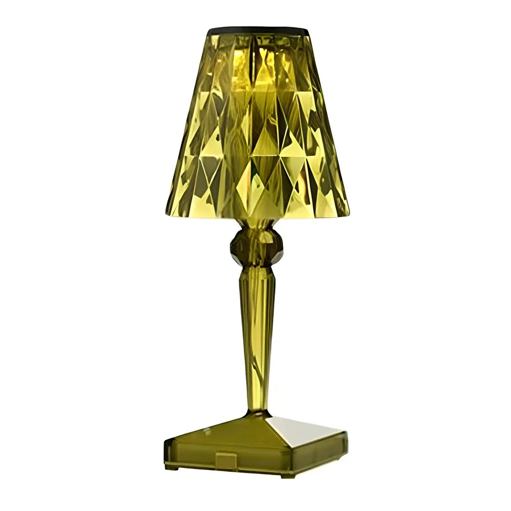 Diamond Crystal rechargeable table lamp with acrylic holder and multiple colour finishes