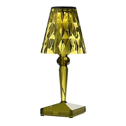 Diamond Crystal rechargeable table lamp with acrylic holder and multiple colour finishes