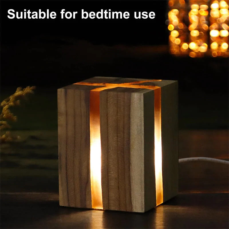 Adjustable wooden LED desk lamp with USB charging port and rustic design
