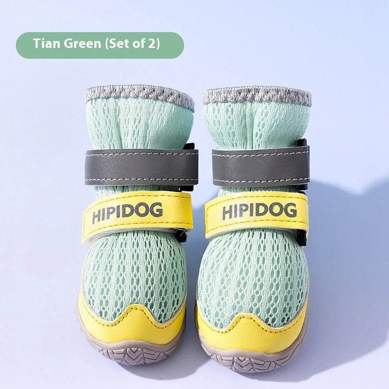 Dog shoes with breathable PU material in Bondi Blue colour showing anti-scald sole protection