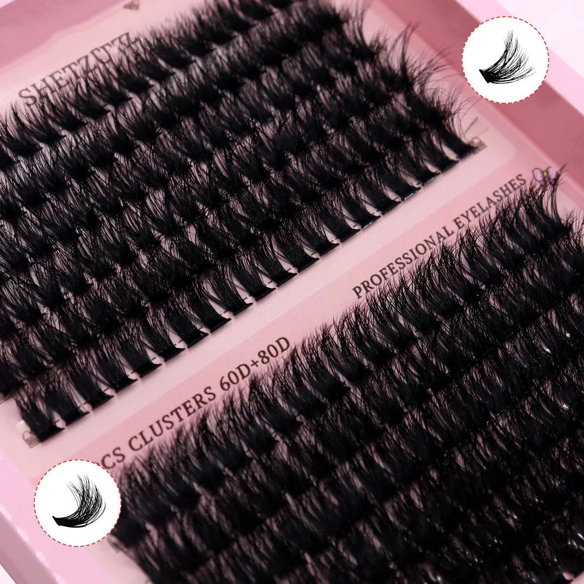 Thick DIY segmented false eyelashes in 10mm to 14mm lengths, 60D and 80D, cross style feather model