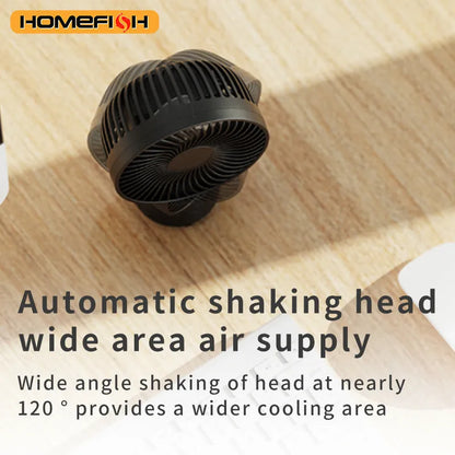 HOMEFISH F2 automatic shake head baby stroller fan with LED light and removable bracket on a pushchair
