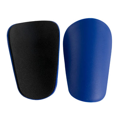 PU mini shin guards for football and running sports in black and blue colours
