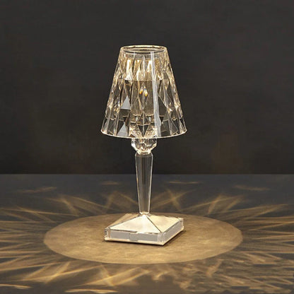 Diamond Crystal rechargeable table lamp with acrylic holder and multiple colour finishes
