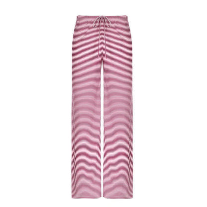 Stylish women's striped pants in various colors with a casual, Y2K-inspired design