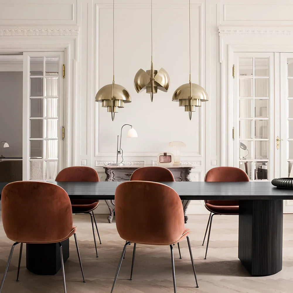 Half circle zinc alloy chandelier with LED light in gold finish for bedroom illumination