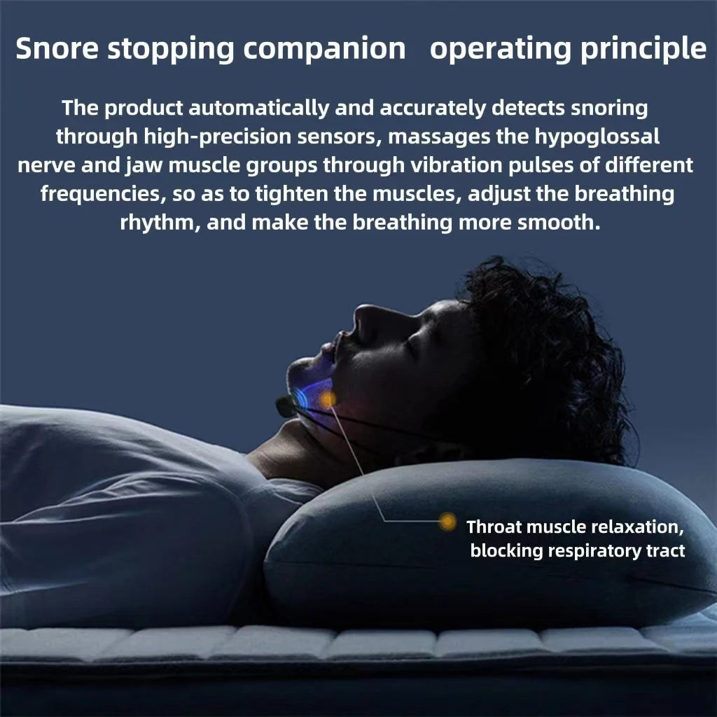 Smart Anti Snoring Device with EMS Pulse Technology in black