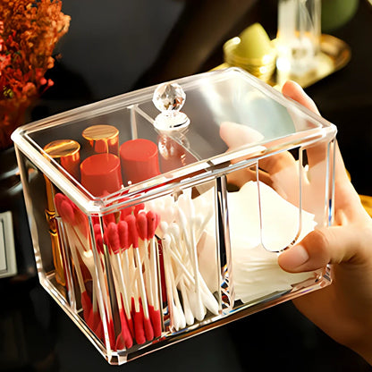 Yajule transparent acrylic cosmetic storage box with compartments and dustproof cover