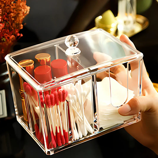 Yajule transparent acrylic cosmetic storage box with compartments and dustproof cover