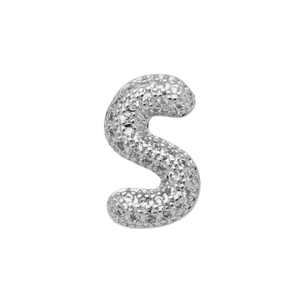 Retro style copper bracelet with English letter charm featuring micro inlaid zirconium stones in gold plating