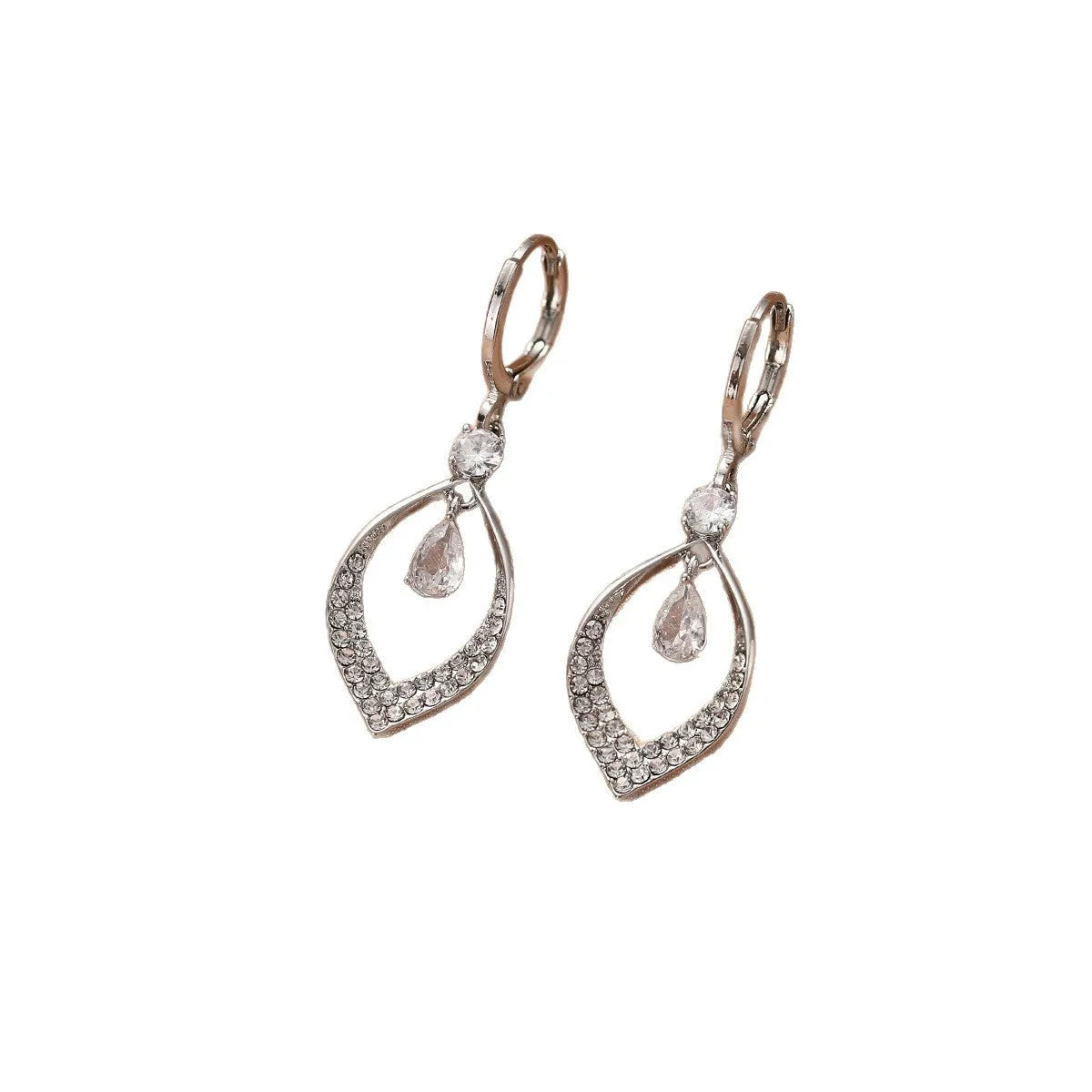 Copper water drop tassel earrings with gold or silver thickened ear buckles