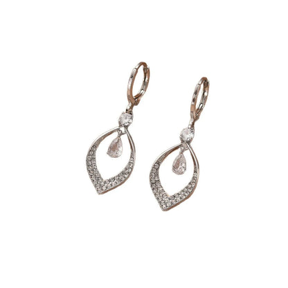 Copper water drop tassel earrings with gold or silver thickened ear buckles