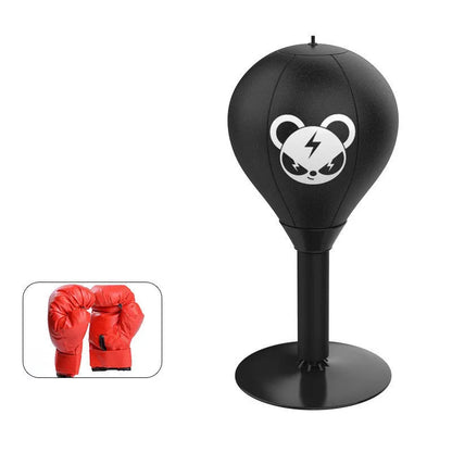 Tabletop boxing speed ball with suction cup base and inflatable PU leather ball in Burst Bear design