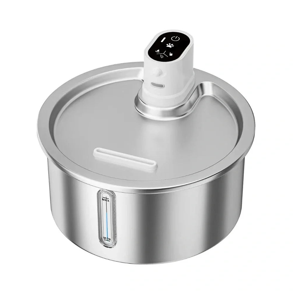 Stainless steel cat water fountain with constant temperature base and filter system