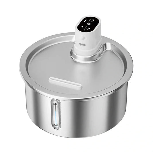 Stainless steel cat water fountain with constant temperature base and filter system