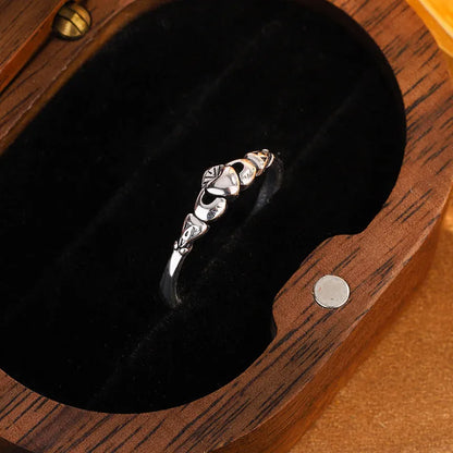 Copper open heart ring with retro silver finish for women