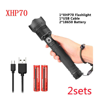 High-Powered Tactical Flashlight with Zoom and USB Charging - Durable, Waterproof, and Rechargeable LED Flashlight