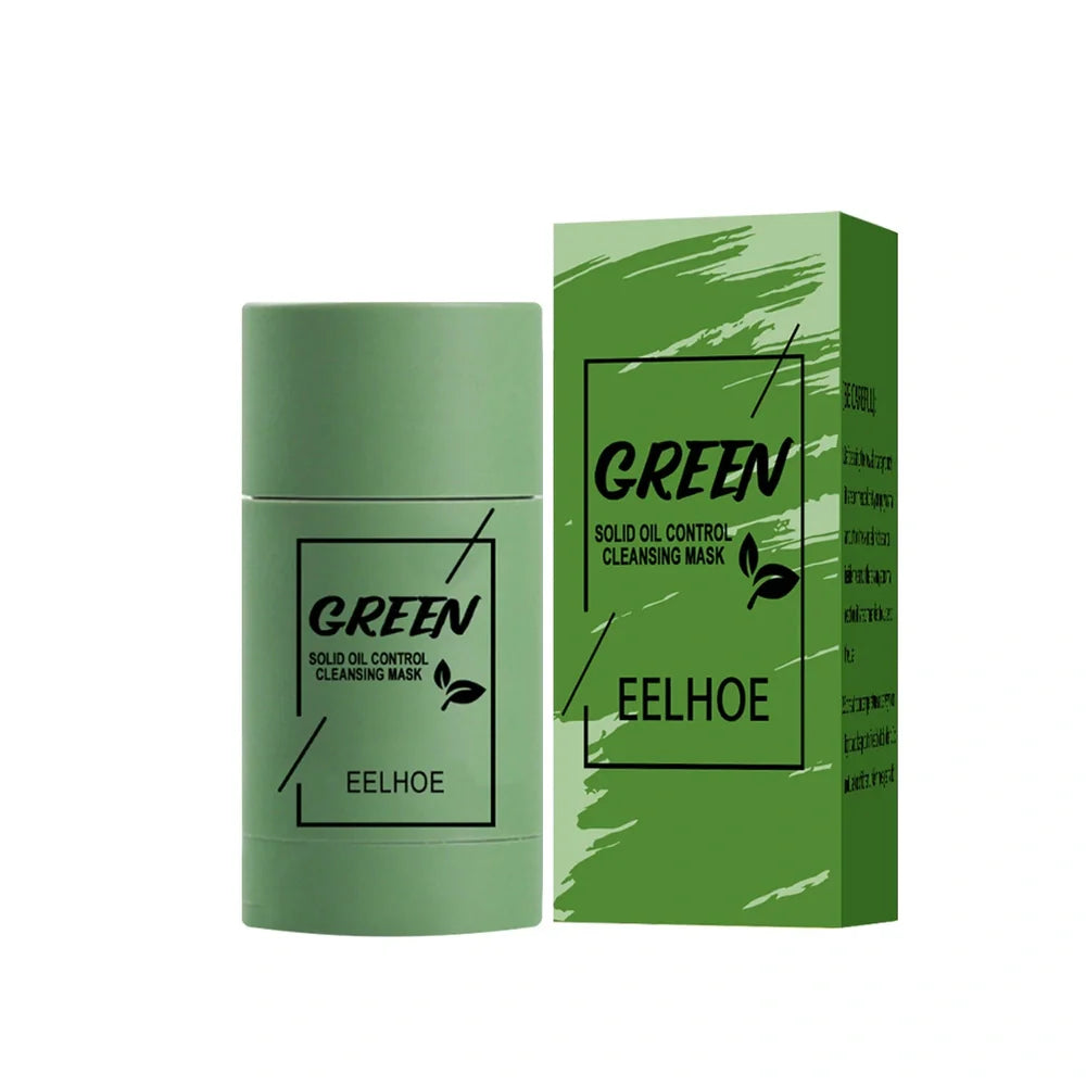 Rotating head face mask stick showing charcoal and Vitamin C solid clay formulations