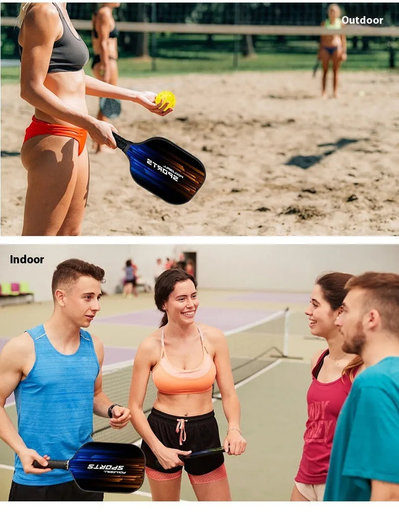 High density fibreglass table tennis racket with a single red rubber surface for outdoor sports.