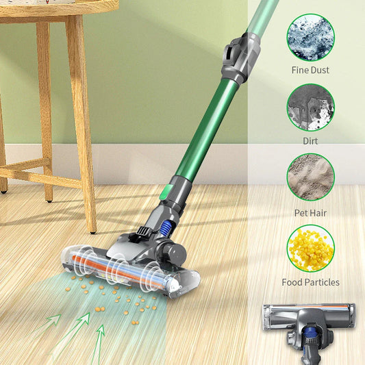 Powerful cordless vacuum cleaner with flexible hose for versatile cleaning in home, vehicle, and mattress
