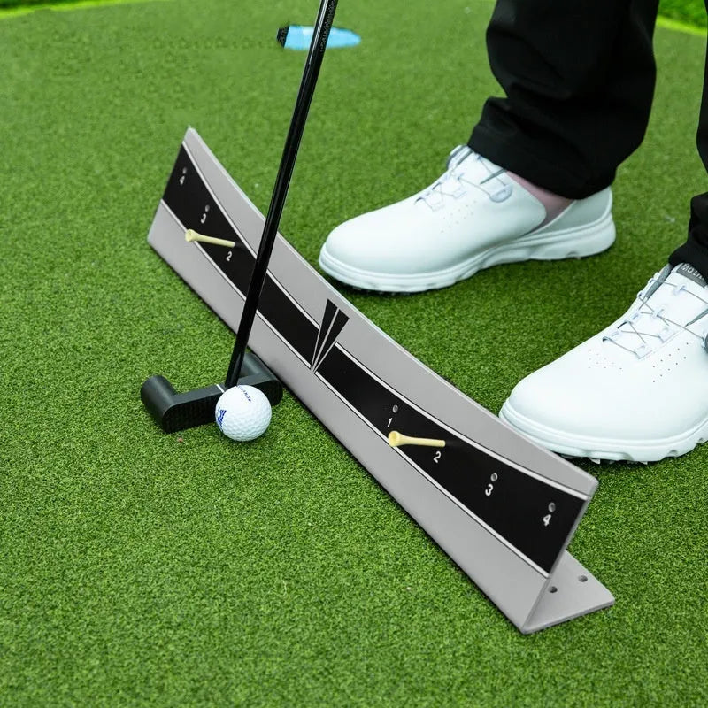 Golf putter balance simulator with adjustable rod on PVC frame for putting practice