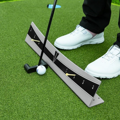Golf putter balance simulator with adjustable rod on PVC frame for putting practice