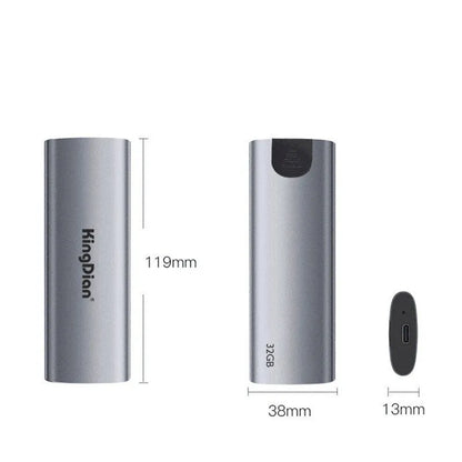 Space grey external hard drive with USB3.0 interface for mobile phone connection