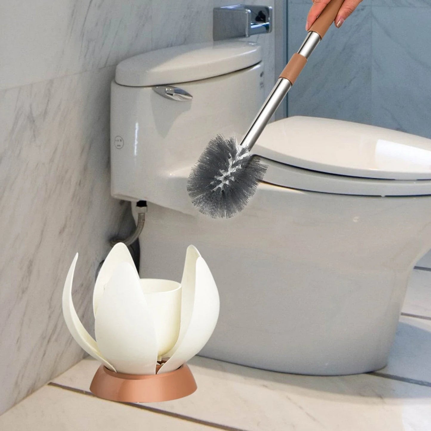 Premium silicone toilet brush with sturdy holder for easy, effective bathroom cleaning