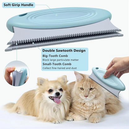 3 pack pet hair remover set with metal, silicone, and round heads for removing dog and cat hair from clothes, sofas, and cars