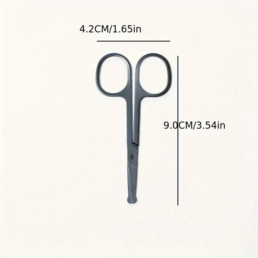 Black pet grooming brush with silicone bristles and plastic comb for dog and cat eye care.