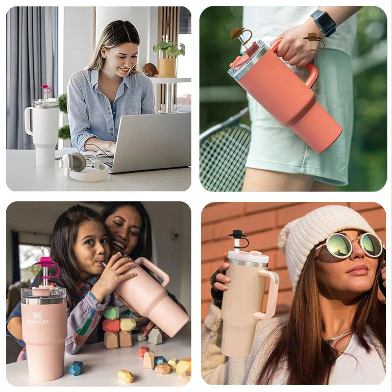 Stylish Cowboy Hat Straw Covers - Reusable drink toppers made from premium silicone for outdoor fun and fresh beverages