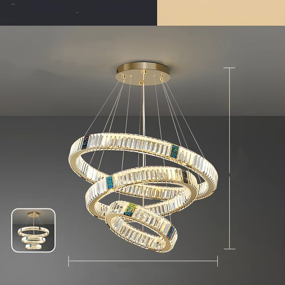 Weiwei crystal chandelier with stainless steel frame and remote control for stepless dimming in multiple layer configurations