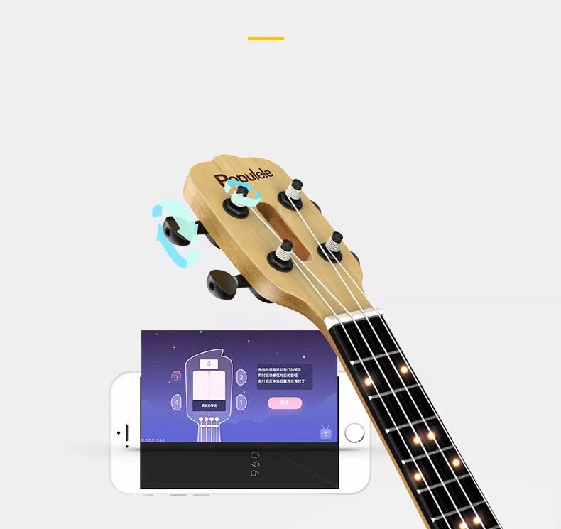 Smart Ukulele U1 with spruce top and Bluetooth connectivity for interactive learning