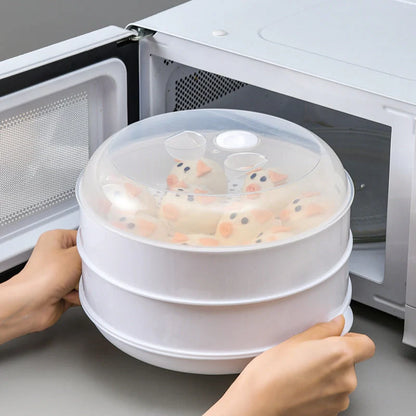 Modern minimalist microwave steamer box with layered design for healthy cooking
