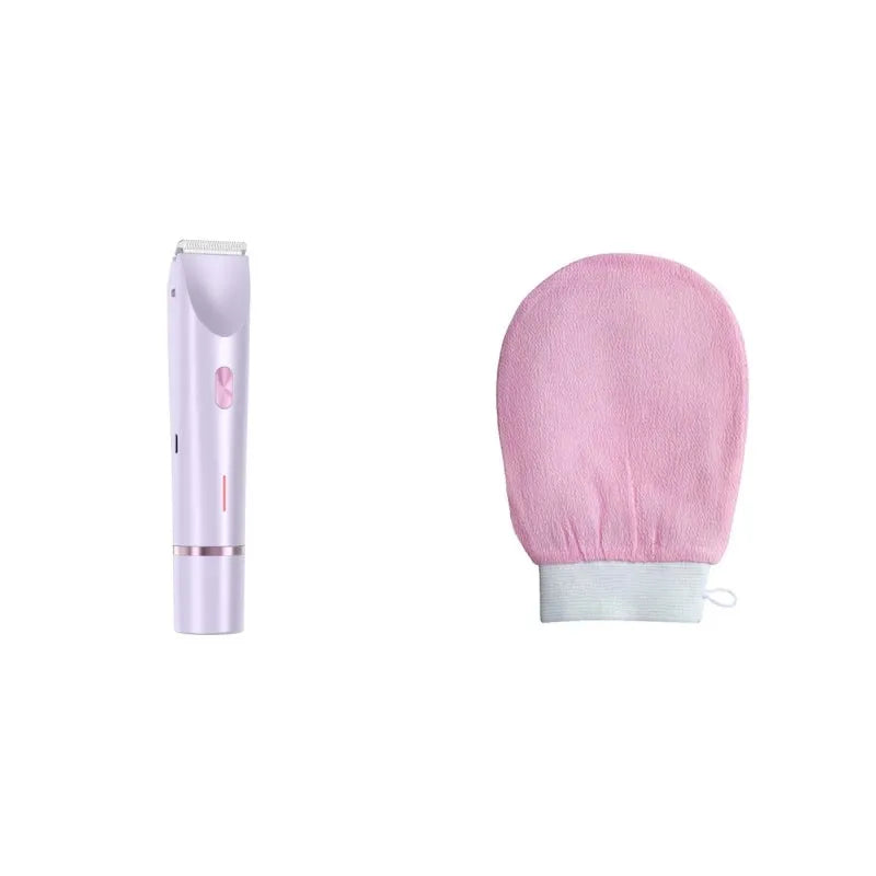 Pink 2-in-1 women's electric body hair shaver and trimmer for private pubic hair grooming