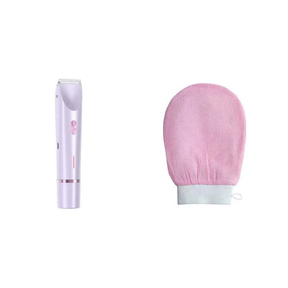 Pink 2-in-1 women's electric body hair shaver and trimmer for private pubic hair grooming
